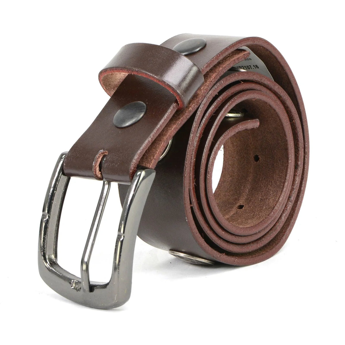 Men's 5 Cent Buffalo Coin - Brown Genuine Leather Belt with Interchangeable Buckle - 1.5 inches Wide