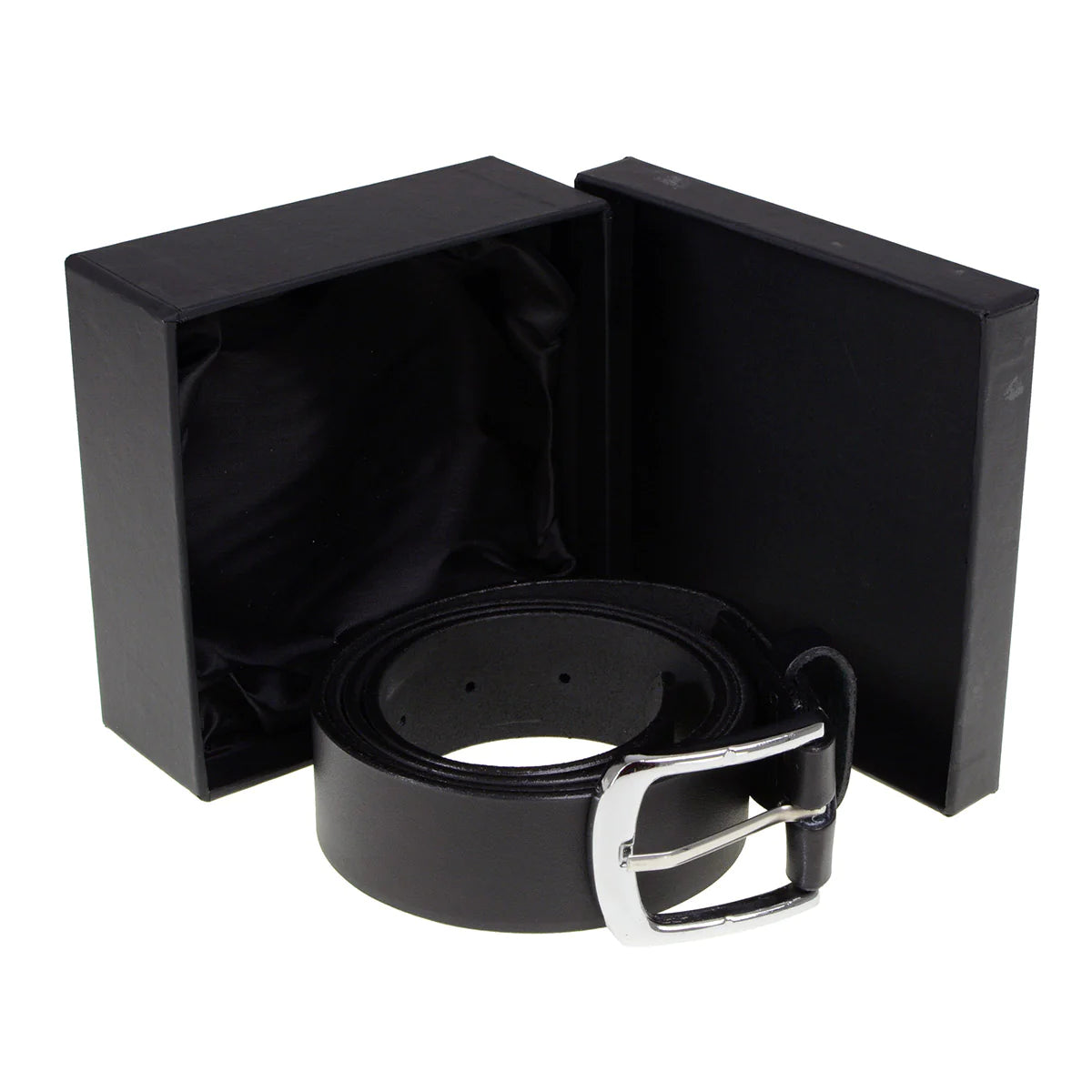 Men's Light Black Genuine Leather Belt with Interchangeable Buckle - 1.5 inches Wide