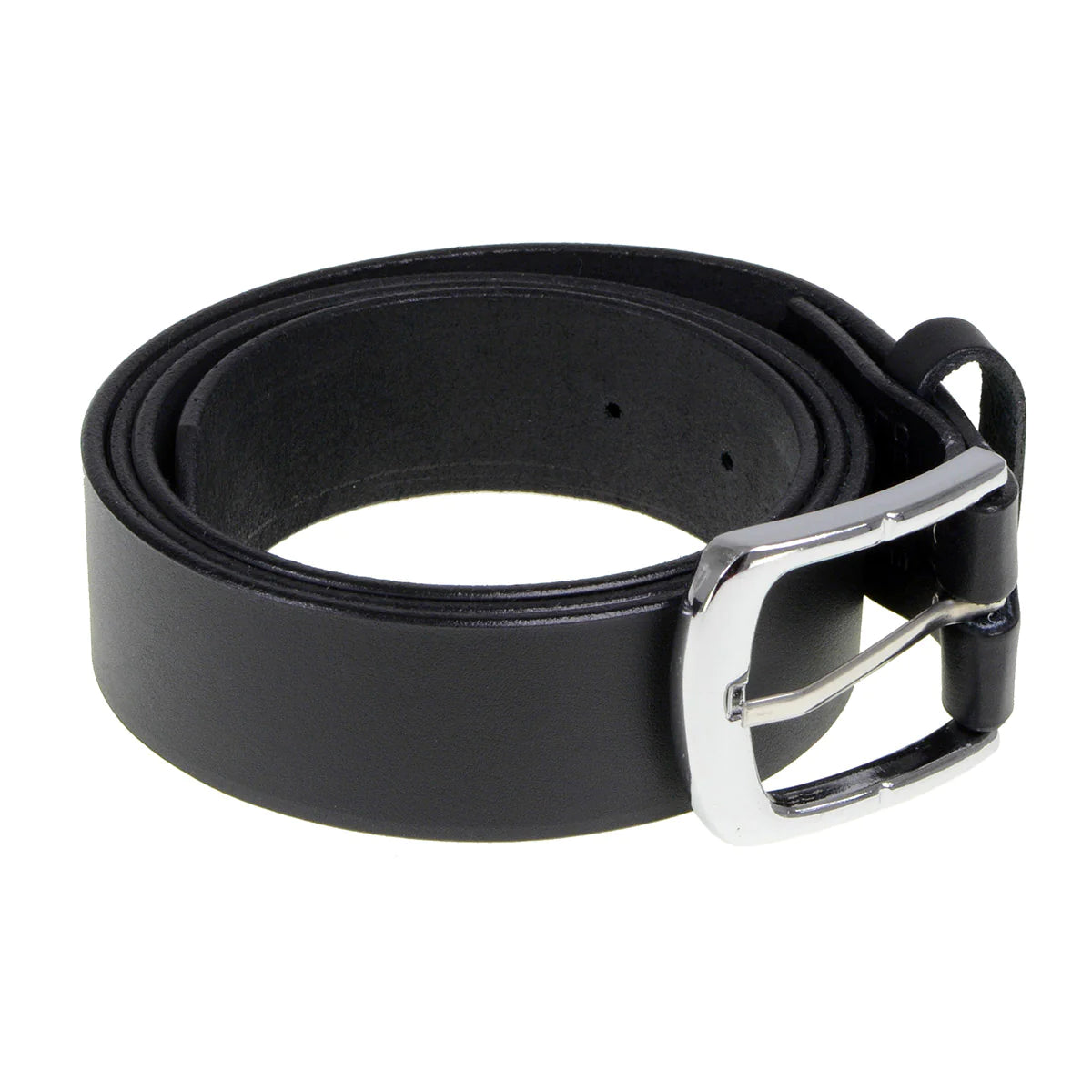 Men's Light Black Genuine Leather Belt with Interchangeable Buckle - 1.5 inches Wide