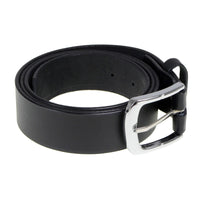 Men's Light Black Genuine Leather Belt with Interchangeable Buckle - 1.5 inches Wide