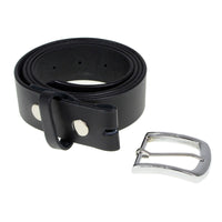 Men's Light Black Genuine Leather Belt with Interchangeable Buckle - 1.5 inches Wide