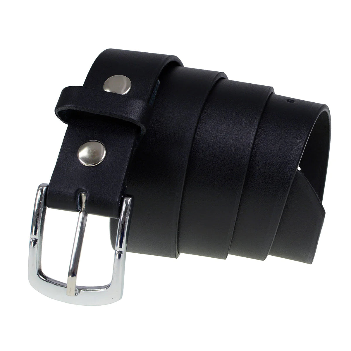Men's Light Black Genuine Leather Belt with Interchangeable Buckle - 1.5 inches Wide