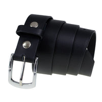 Men's Light Black Genuine Leather Belt with Interchangeable Buckle - 1.5 inches Wide