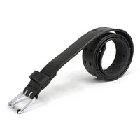 Men's Double Prong - Black Genuine Leather Belt with Interchangeable Buckle - 1.5 inches Wide