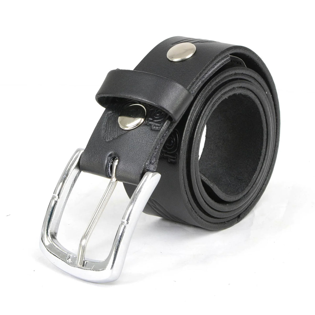 Men's Engine Block & Wings - Black Genuine Leather Belt W/ Interchangeable Buckle - 1.5 inches Wide