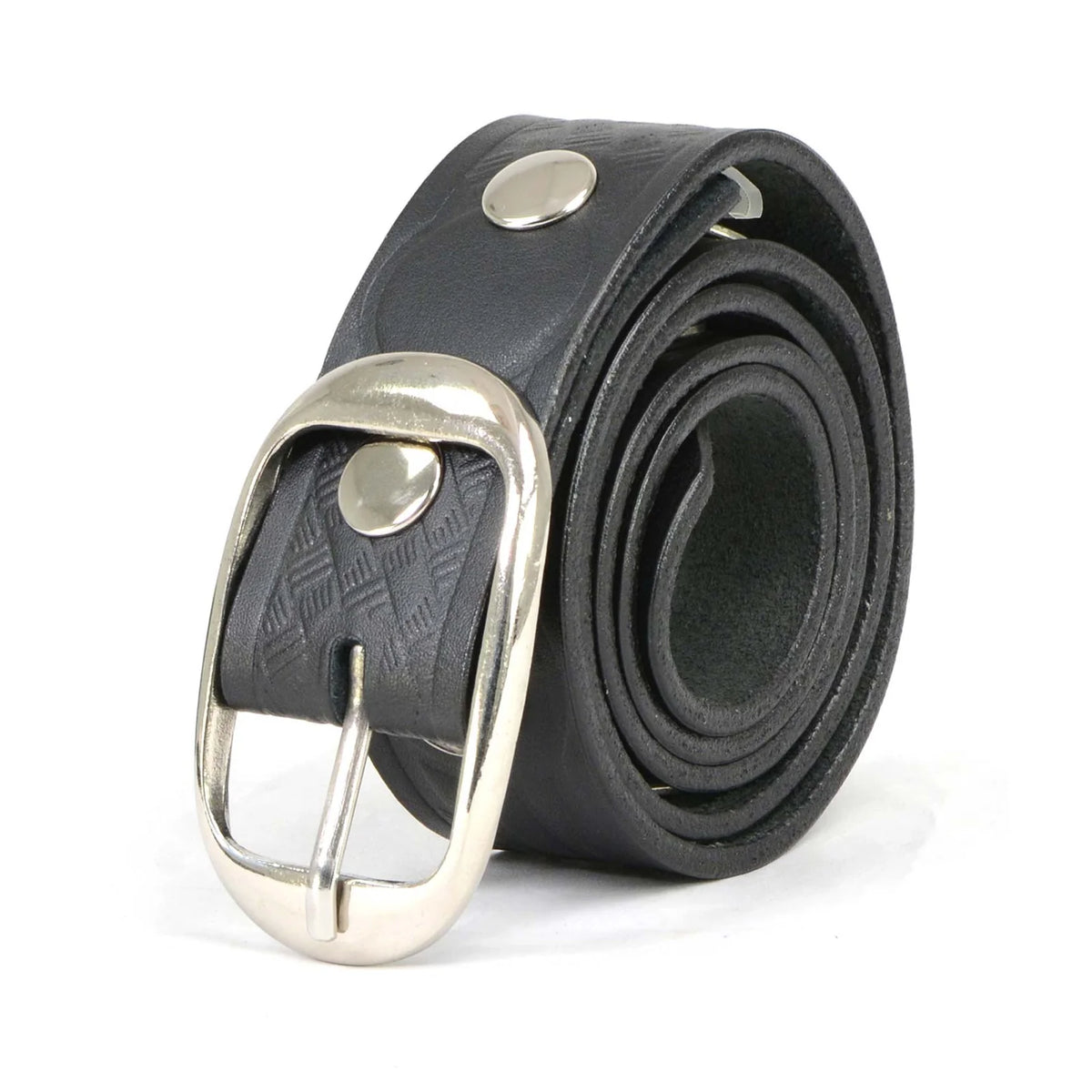 Men's Cross Hatch & 5 Cent Buffalo-Black Genuine Leather Belt w/ Interchangeable Buckle-1.5 In Wide