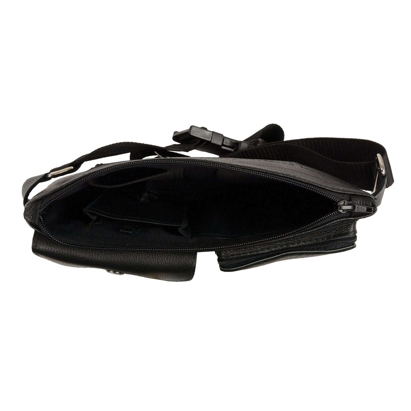 Women's Black Leather Belt Bag 8in 5.5in 3in