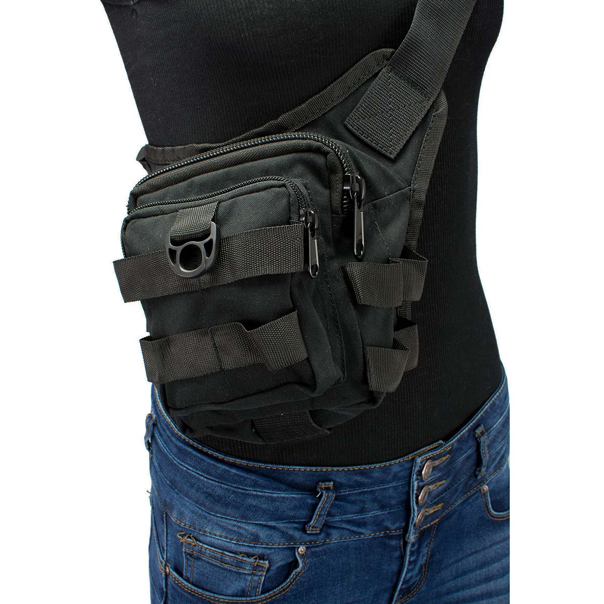 Textile Conceal and Carry Tactical Thigh Bag with Waist Belt Black