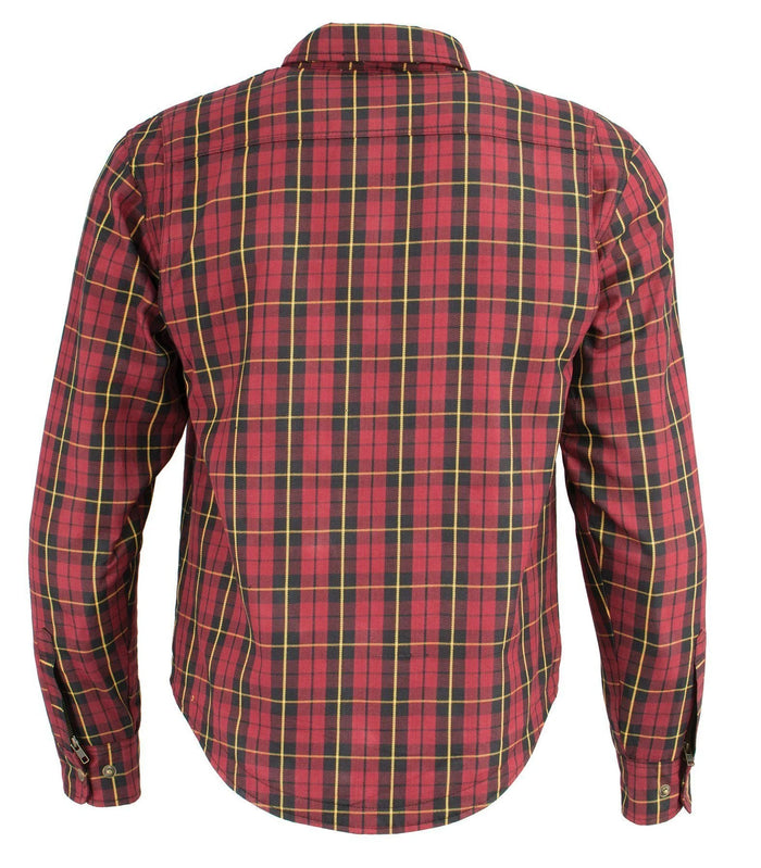 Men's Plaid Flannel Biker Shirt with CE Approved Armor - Reinforced w/ Aramid Fiber