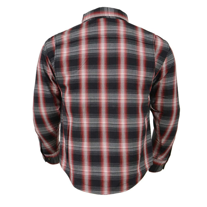 Men's Plaid Flannel Biker Shirt with CE Approved Armor - Reinforced w/ Aramid Fibers