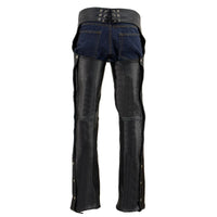 Men's Black Classic Leather Chaps with Jean Pockets