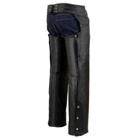 Men's Classic Black Tall Sizes Leather Chaps with Jean Pockets