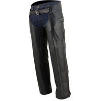 Men's Black Classic Leather Chaps with Jean Pockets