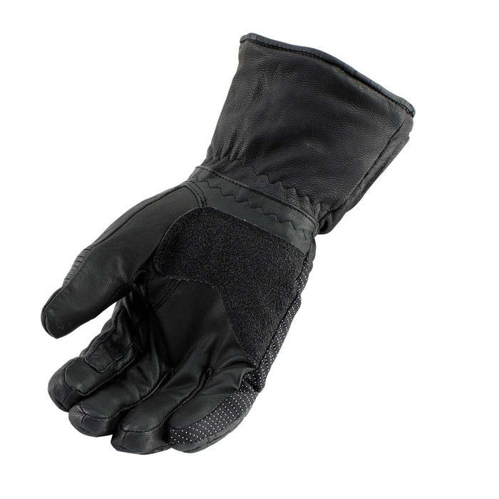 Men's Black Breathable ‘Gauntlet’ Leather Gloves