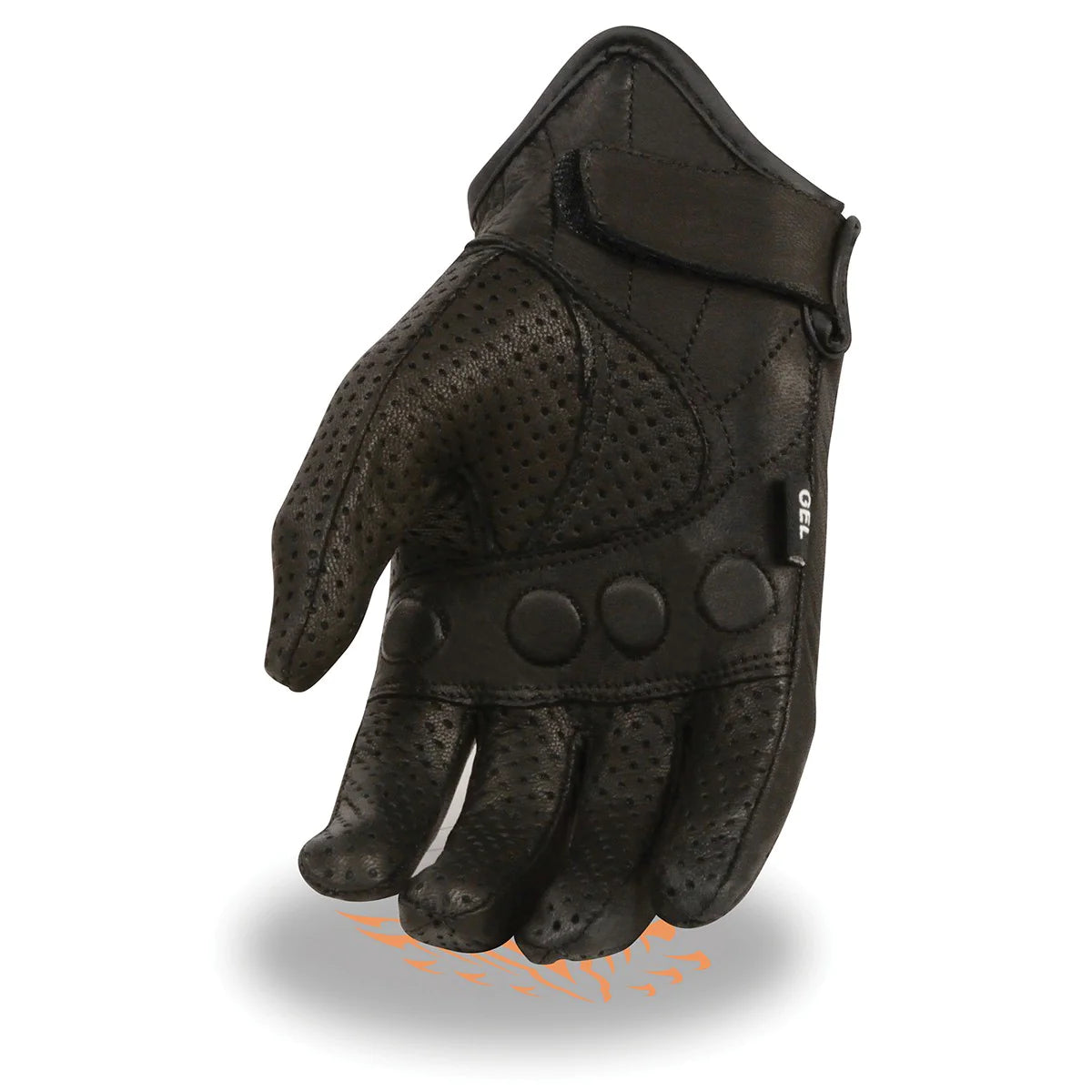 Men's Black Perforated Leather Gloves with Knuckle Protection