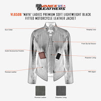 Ladies Premium Soft Lightweight Black Fitted Leather Jacket