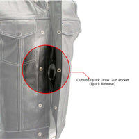 Men's Black Premium Leather Motorcycle Biker Rider Vest w/ White Stitching and Paisley Liner