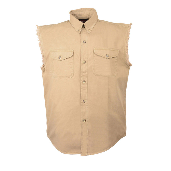 Men’s Beige Lightweight Sleeveless Denim Shirt