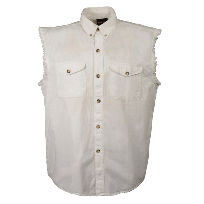 Men’s White Lightweight Sleeveless Denim Shirt