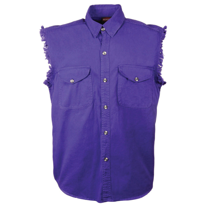 Men’s Purple Lightweight Sleeveless Denim Shirt