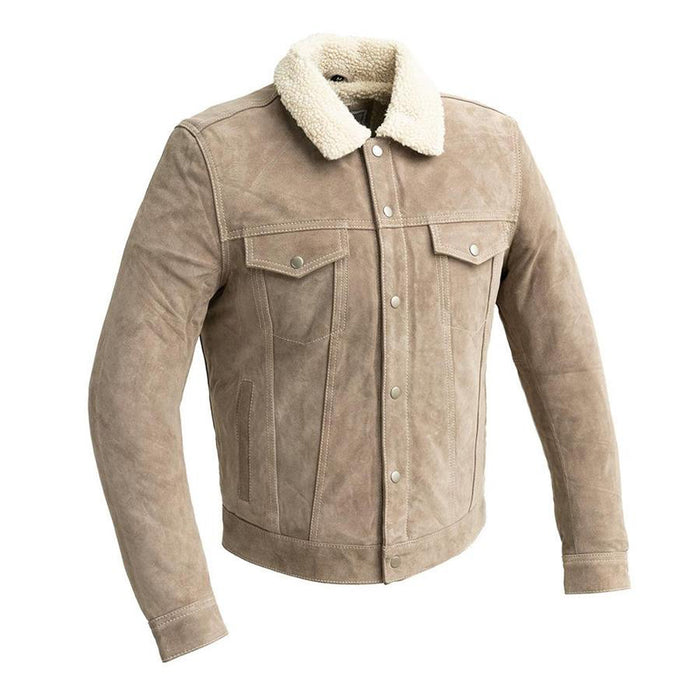Luke - Men's Faux Shearling Cow Suede Jacket (Taupe)