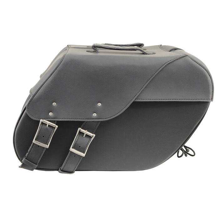 Black Large Zip-Off PVC Slanted Throw Over Saddlebags