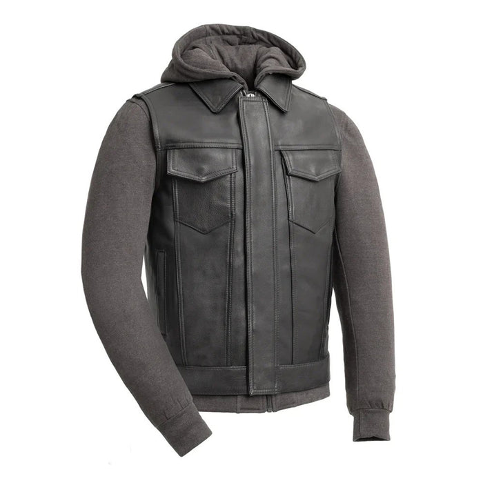 Kent Motorcycle Leather Vest and Hoodie