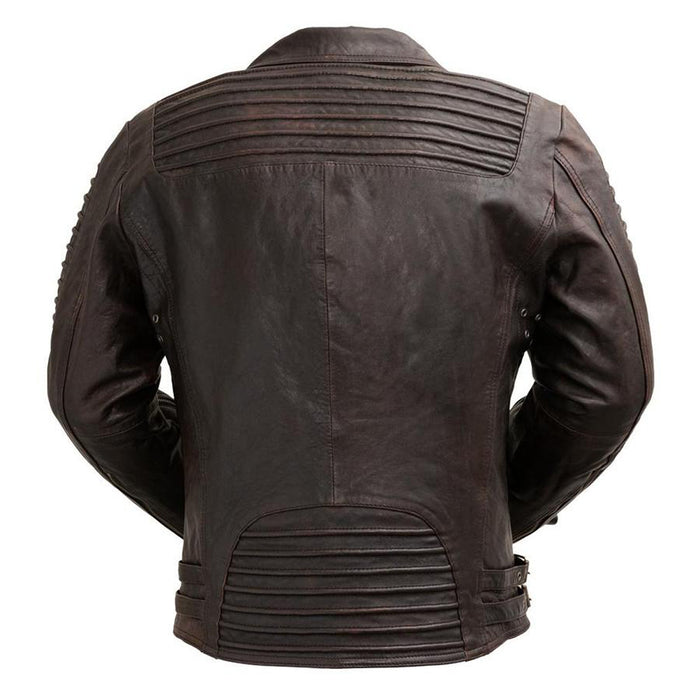 Brooklyn - Men's Fashion Lambskin Leather Jacket Black Cognac