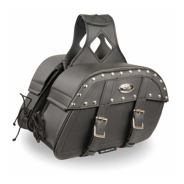 Medium Zip-Off Pvc Studded Throw Over Saddle Bag (10.5X15X6X18)