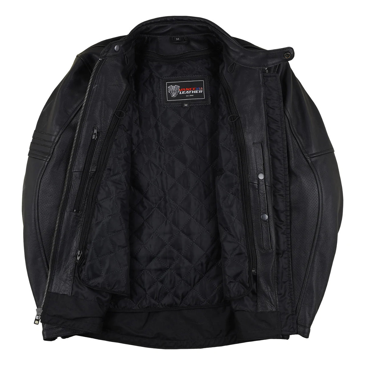 Men's Commuter Cafe Racer Motorcycle Leather Jacket with Armor