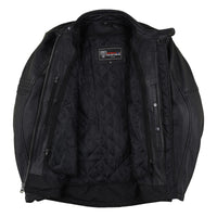 Men's Commuter Cafe Racer Motorcycle Leather Jacket with Armor