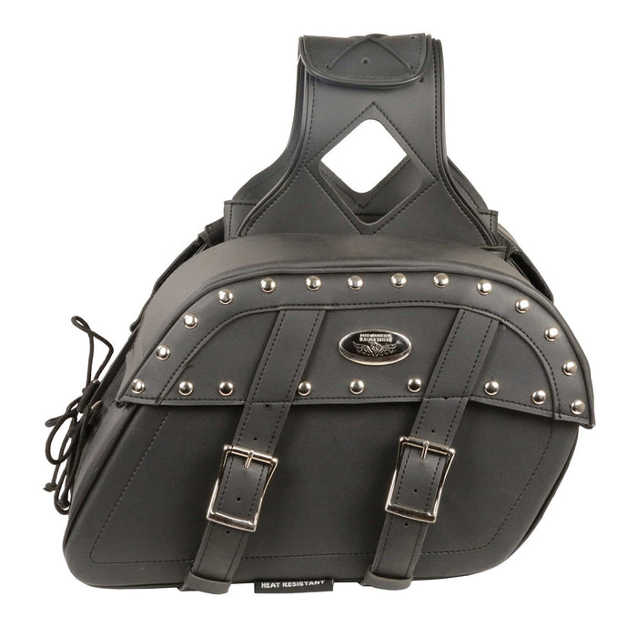 Medium Zip-Off Pvc Studded Throw Over Saddle Bag (10.5X15X6X18)