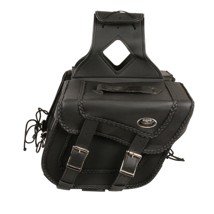Medium Braided Zip-Off PVC Throw Over Saddle Bag(12X9X6X17.5)
