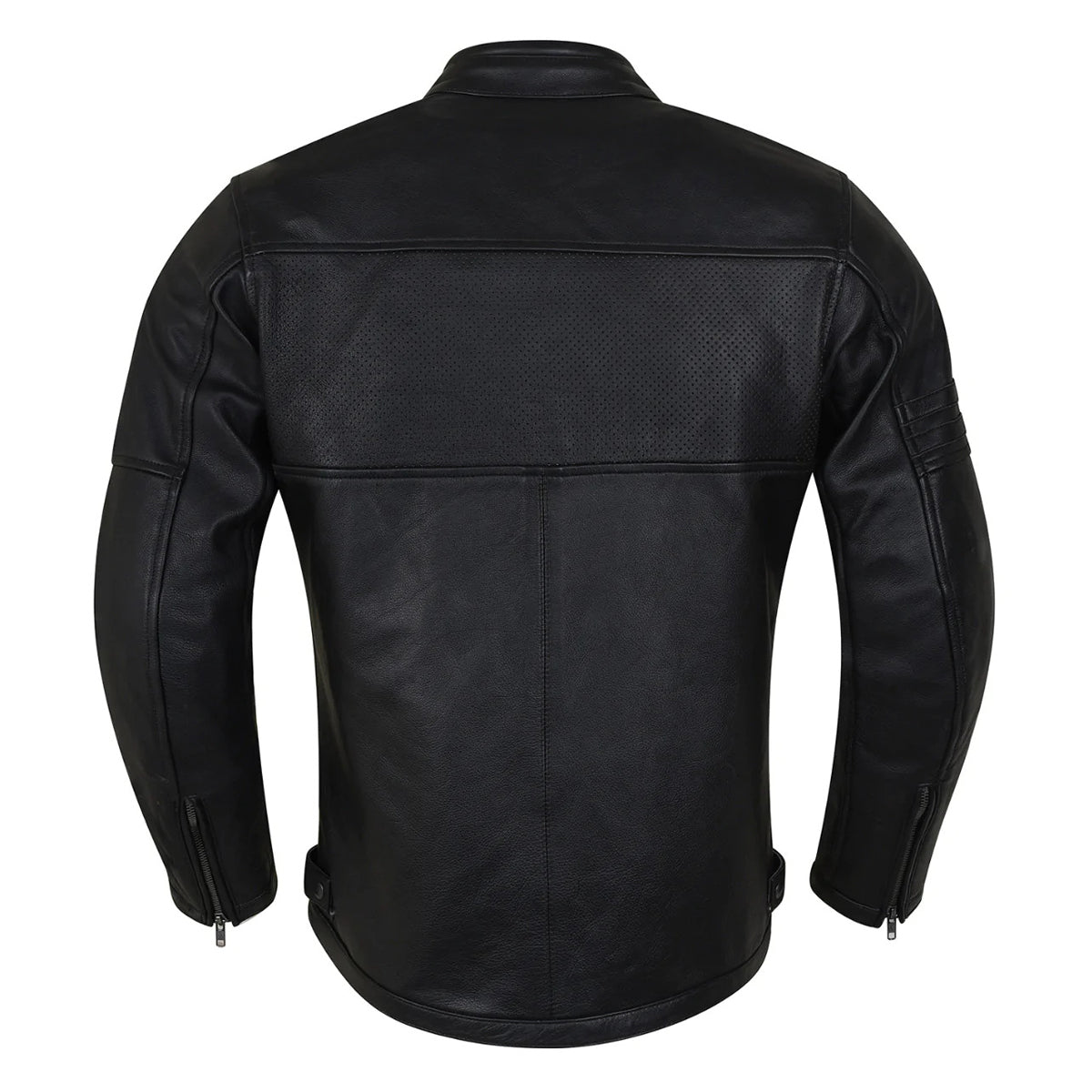 Men's Commuter Cafe Racer Motorcycle Leather Jacket with Armor