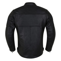 Men's Commuter Cafe Racer Motorcycle Leather Jacket with Armor
