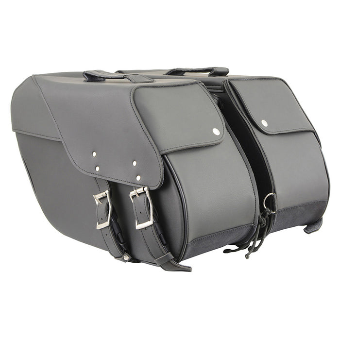 Black Large Zip-Off PVC Slanted Throw Over Saddlebags