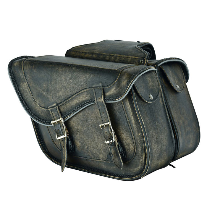 Leather Motorcycle Saddlebag No-Studs