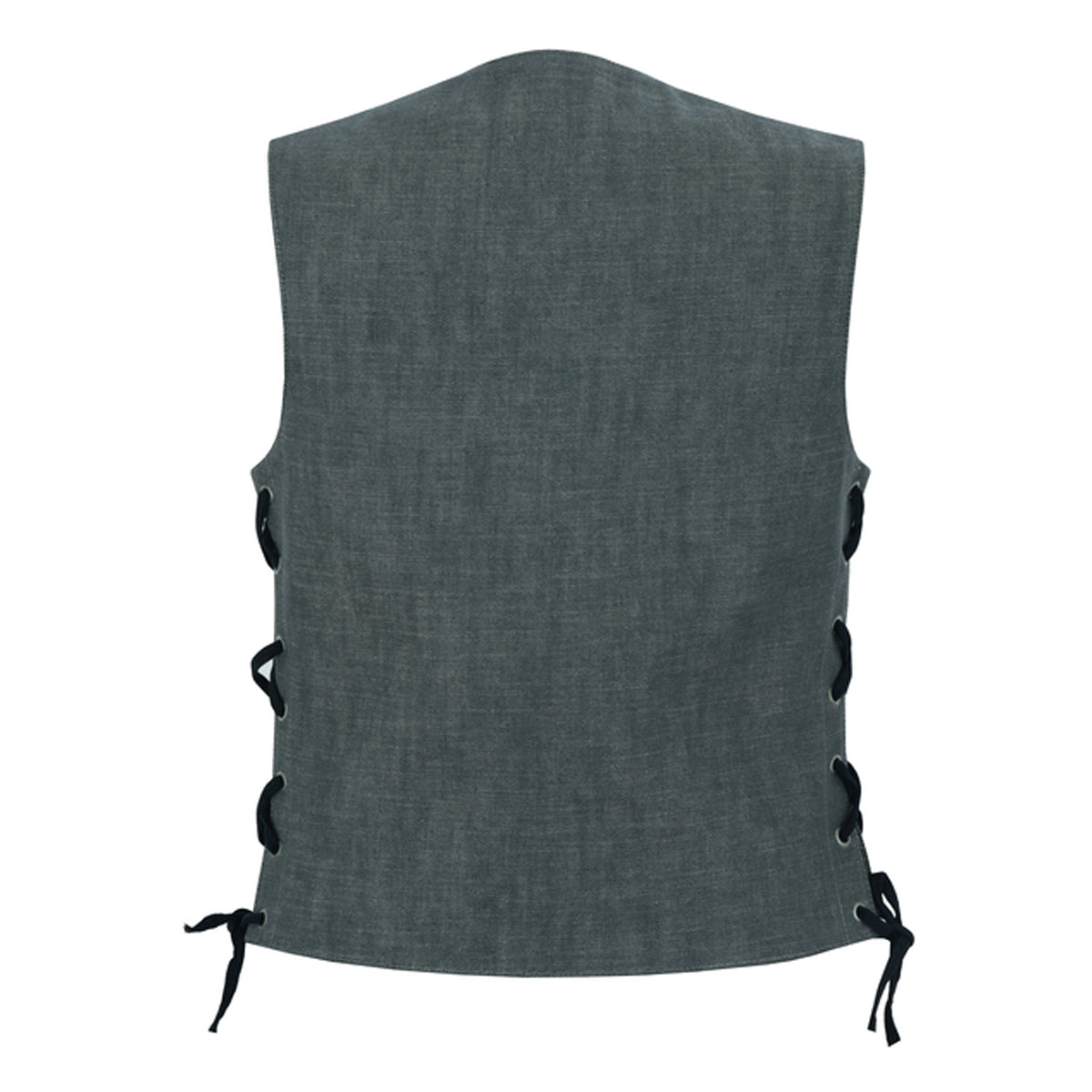 WOMEN'S ROUGH RUB-OFF RAW FINISH BROKEN GRAY DENIM VEST