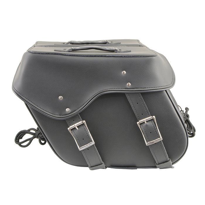 Black Zip-Off Large Double Strap PVC Throw Over Saddle Bag