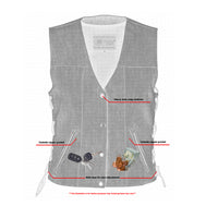 WOMEN'S ROUGH RUB-OFF RAW FINISH BROKEN GRAY DENIM VEST