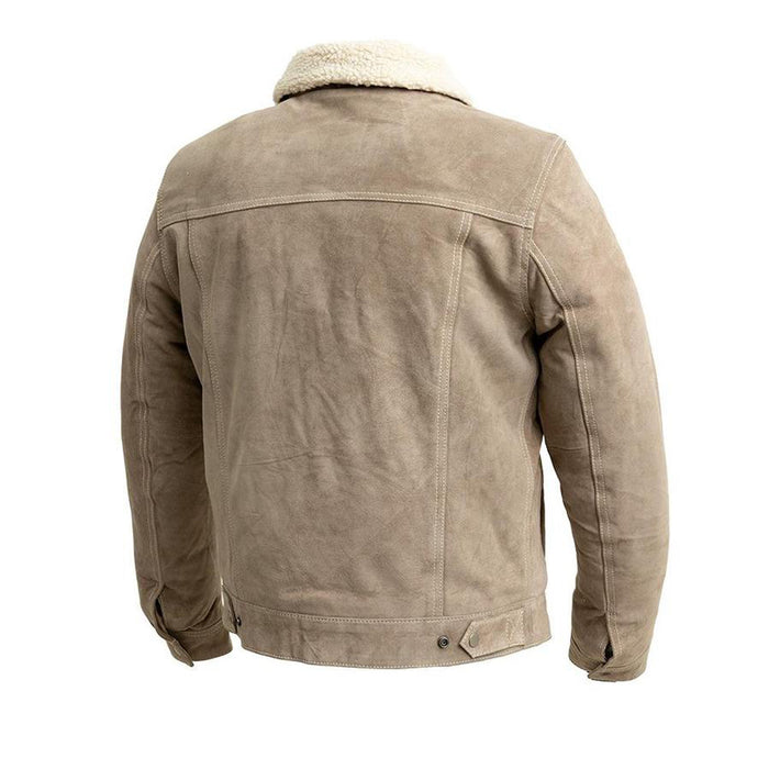 Luke - Men's Faux Shearling Cow Suede Jacket (Taupe)