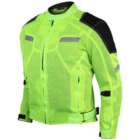HIGH VISIBILITY MESH MOTORCYCLE JACKET WITH INSULATED LINER AND CE ARMOR