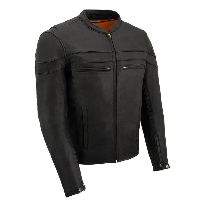 Men's ‘Crossover’ Black Leather Lightweight MC Jacket