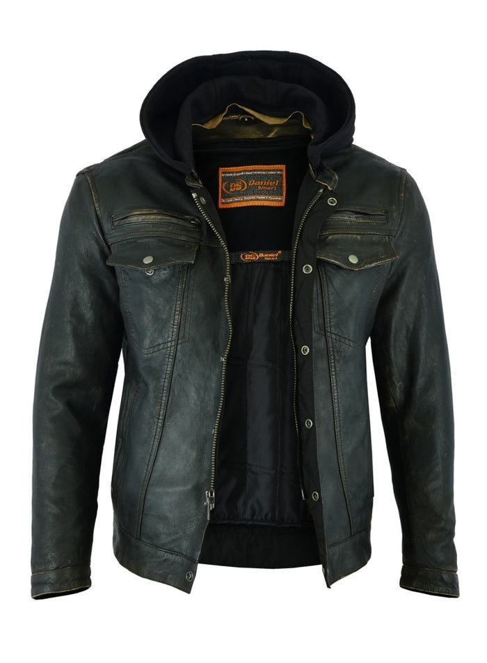 Men's Lightweight Drum Dyed Distressed Naked Lambskin Jacket