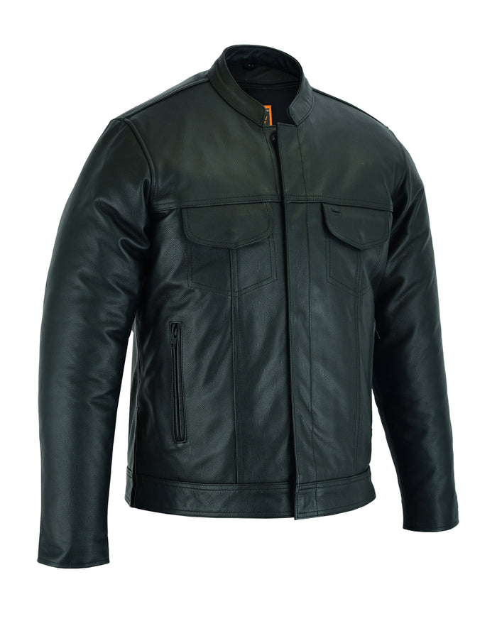 Men's Full Cut Leather Shirt with Zipper/Snap Front