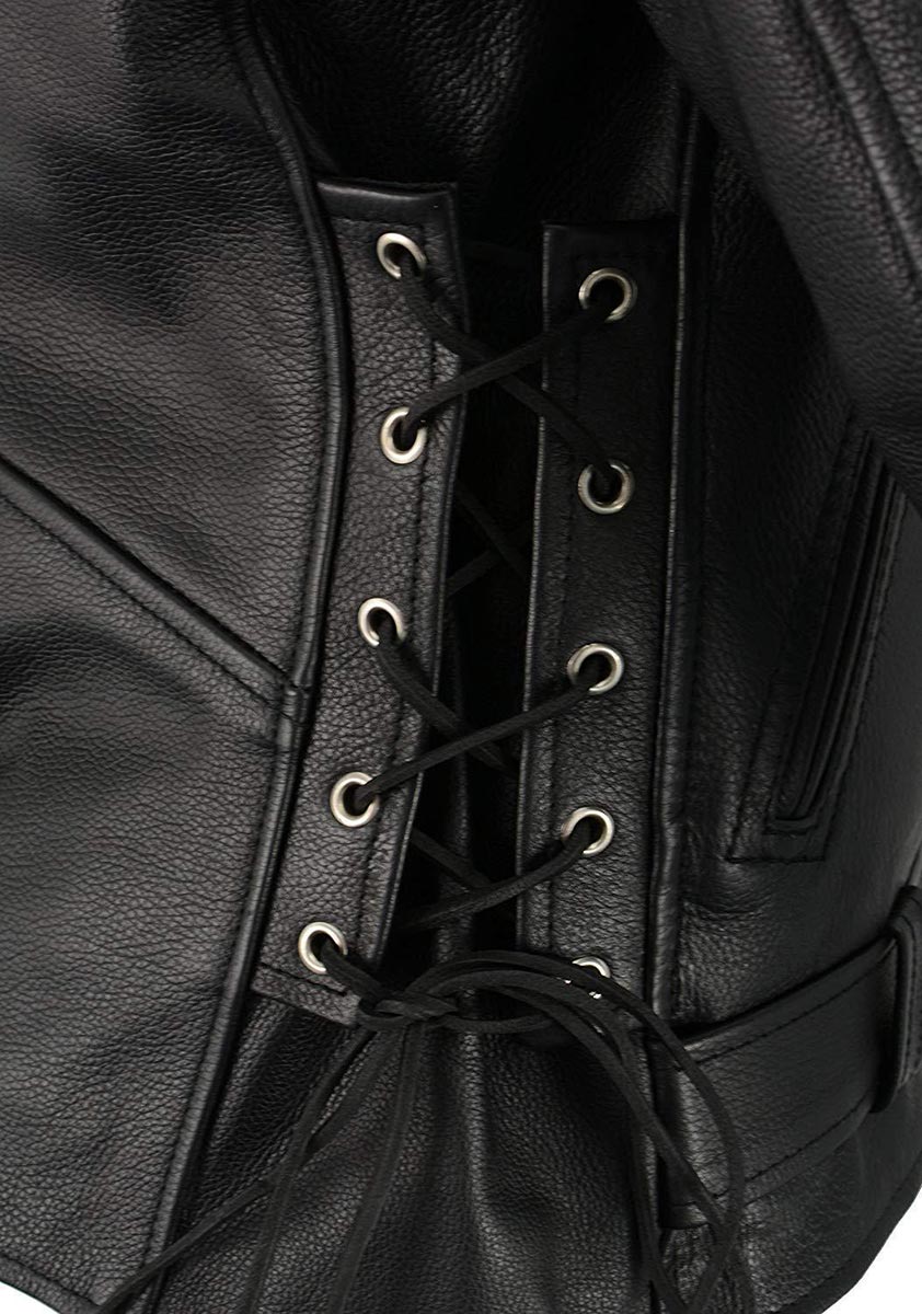 Men's TALL Classic Side Lace Police Style Motorcycle Leather Jacket
