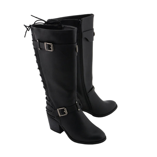 Womens Tall Black Back End Laced Riding Boots