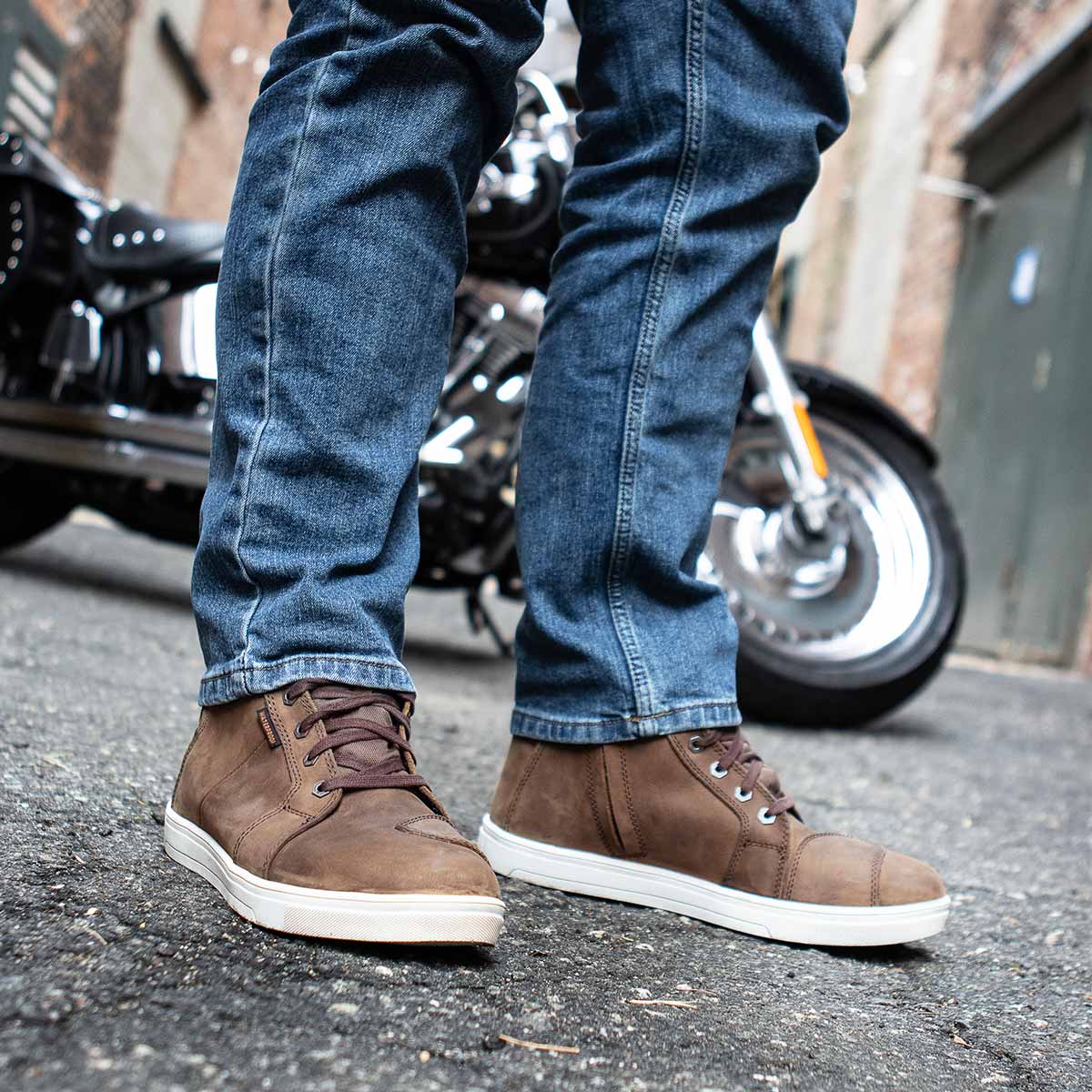 Waterproof Leather Motorcycle Riding Shoes Ankle Support Brown