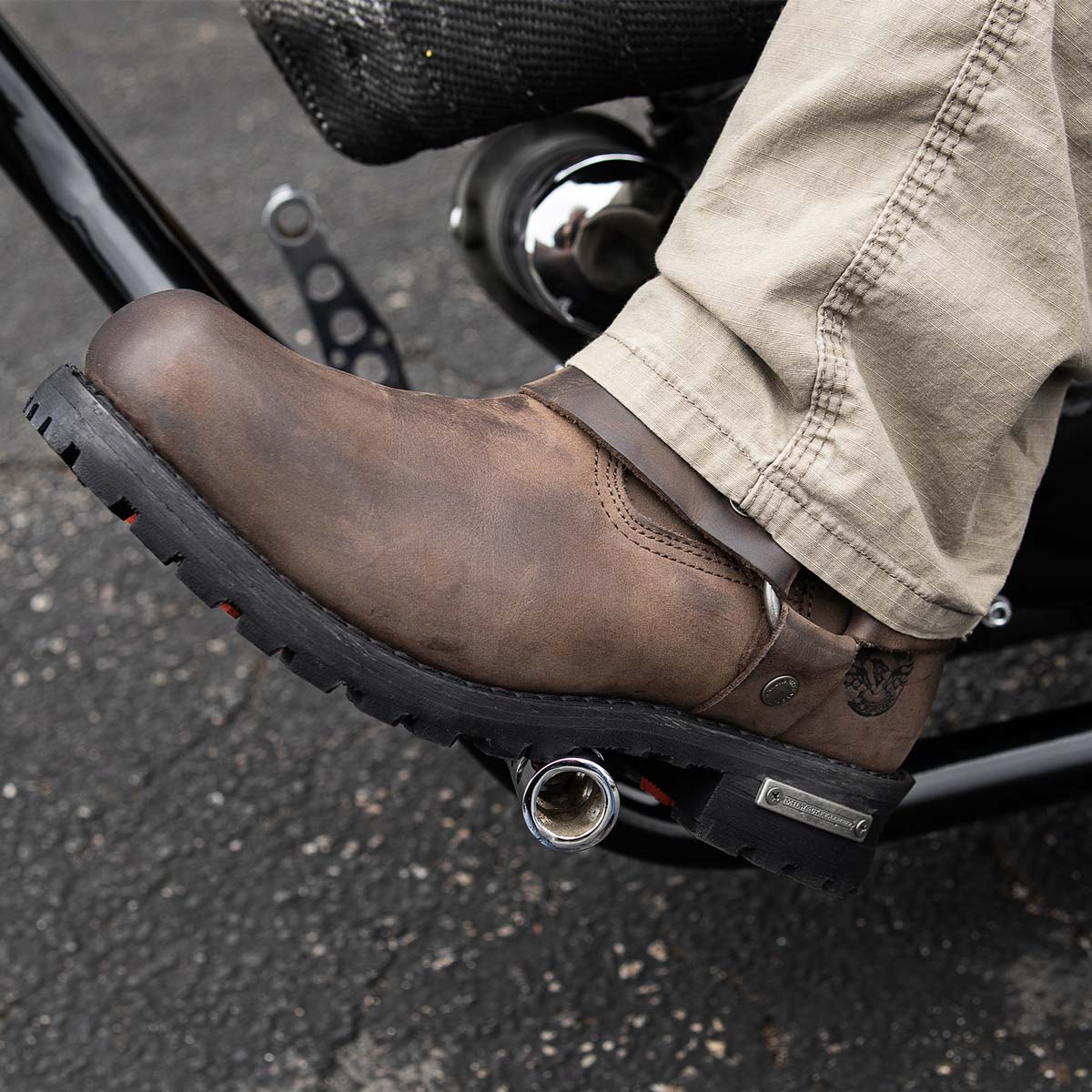 Classic 11-Inch Harness Motorcycle Boots Square Toe Dark Brown