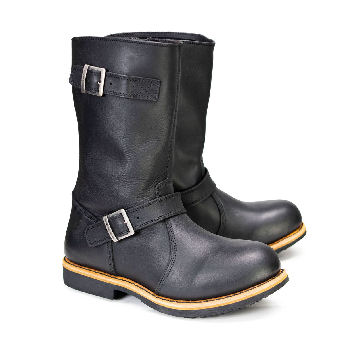 Antique Black Classic Engineer Motorcycle Riding Boots Men's